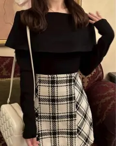 GRL an1432 オフショルニット トップス ブラック Mサイズ