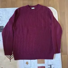 ニット　バーガンディ L
