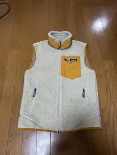 Patagonia フリースベスト アイボリー/オレンジ