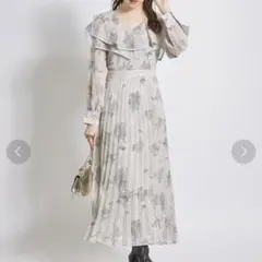 tocco closet ビッグカラー フラワープリント プリーツワンピース