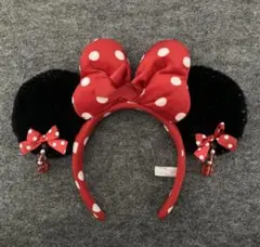 ディズニー　カチューシャ イヤリング　赤　レッド　ミニー　リボン　水玉　ドット