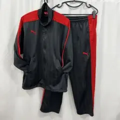希少 PUMA ジャージ セットアップ  ビッグロゴ 日本製 黒×赤 SS