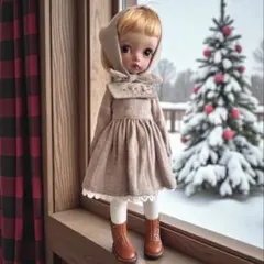 ✻花うさぎ✻シンプルワンピース グレージュ imda3.0