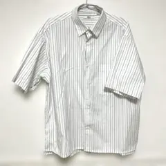 UNIQLO C ブロードオーバーサイズシャツ ストライプ 半袖 M 白