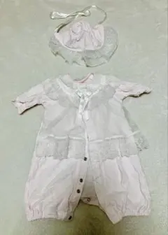 ベビー セレモニードレス ロンパース 帽子付き ピンク 50-60 2way