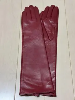 赤いボルドーレザーのロンググローブ　長さ40cm サイズXL レディース