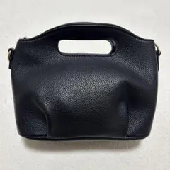 ミニバッグ 2way レザー調 黒 ハンド ショルダー 上品