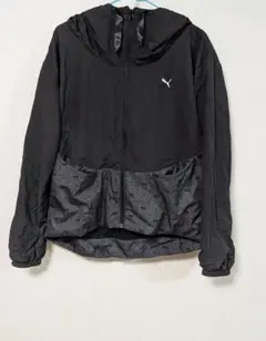 PUMA プーマ ナイロンジャケット レディース M 黒 フード付き リボン柄