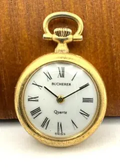 稼働品 正規品 BUCHERER スイス ロゴ入 腕時計 ゴールド 電池交換済 