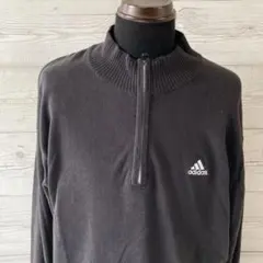 adidas アディダス ハーフジップトレーナー ブラック ロゴ刺繍 3766