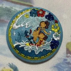 ディズニー　刺繍缶バッジ　ビスケット　リロアンドスティッチ