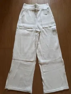 GU アイボリー リブ編みスラックス Mサイズ