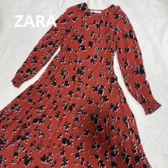 ZARA 花柄 ロングワンピース レッド フリル ティアード 芸能人着用