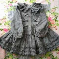 美品メゾピアノ　ワンピース 　チェックフリル　フォーマル、入学式、発表会　120