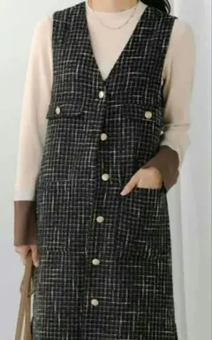 美品 Bou Jeloud ミックスツイード2WAY ジレ ワンピース