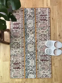61×103 パッチワーク　お花柄　トルコヴィンテージラグ