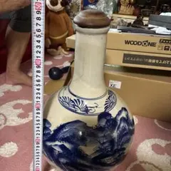 古染付 四耳壺 木栓付 中国古玩 古陶磁 水差し 花入 花器 骨董 古美術