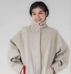 フェイクウールロングコート