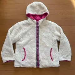 ベルメゾン　ファーリーフリースジャケット　リバーシブル　白　ピンク　LLサイズ
