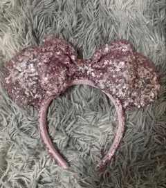 ディズニー　ミニー　スパンコール　カチューシャ　ピンク