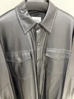 zara ザラ　フェイクレザー　シャツ　ジャケット