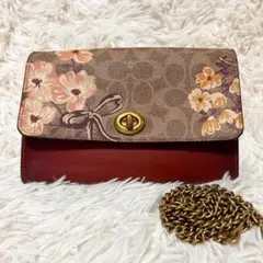 【美品】COACH コーチ マーロウ ターンロック チェーン クロスボディ 花柄