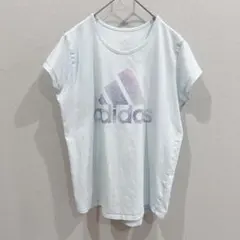 アディダス ロゴ グラデーション クルーネック キッズ XL 水色