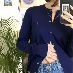 【状態考慮】ポロラルフローレンRalphLauren長袖カーディガンネイビーXSのサムネイル