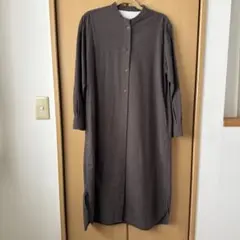 無印良品 両面起毛フランネルスタンドカラーワンピース S