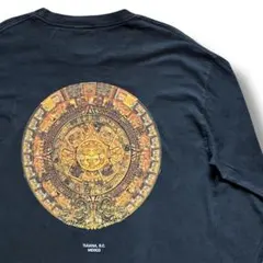 90s BAJA MEXICO AZTEC 太陽の石 アステカ 黒 ロンTのサムネイル
