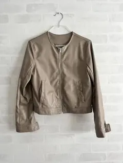 極美品】 ビームス ラム 羊革 ノーカラー ライダースジャケット