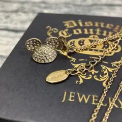 ディズニークチュール　ミッキーマウス　イヤーハット　ネックレス　ゴールドカラー