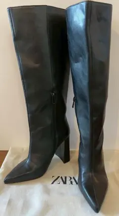 ZARA ブラック ニーハイ ヒールブーツ 35