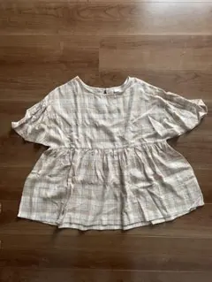 tete a tete ベージュ系チェック 半袖チュニック バースデイ