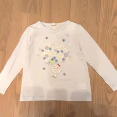 KP ニットプランナー 長袖Tシャツ うさぎ 花束 水色　110cm
