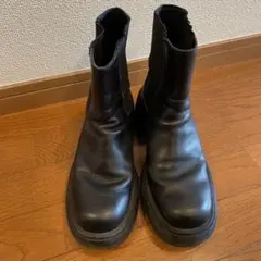 ZARA ブラック サイドゴアブーツ 厚底