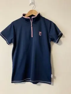 FILA 半袖ハーフジップカットソー ネイビー ピンク Mのサムネイル