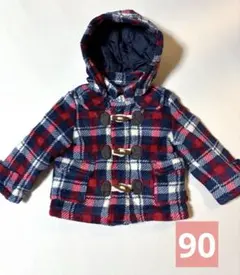 BACK & FORTH チェック柄ダッフルコート 90