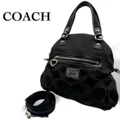 美品 COACH ショルダーバッグ 2way シグネチャー キャンバス 黒