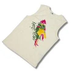 美品 タンクトップ レディース 白　プリント オウム 夏服 重ね着 オカメインコのサムネイル