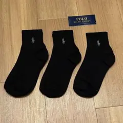 新品　POLO ポロラルフローレン　レディースソックス　靴下　ブラック　黒　3足