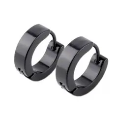 ❤男女人気デザイン　ブラックフープピアス　両耳用❤