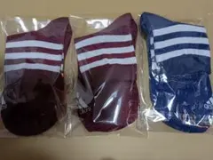 アディダスadidas☆レディースソックス3足セット☆ネイビー&ワインレッド