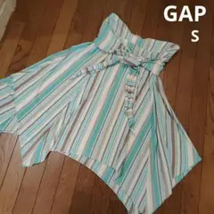 GAP ストライプ カットソー素材スカート　イレギュラーヘム　ストレッチのサムネイル