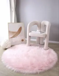 ふわふわ フェイクファー ラグ ピンク 丸型 マット 140 cmのサムネイル