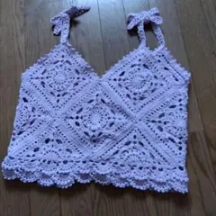 ハンドメイド　ラベンダー色かぎ針編みビスチェのサムネイル