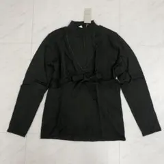 新品タグ付き　ダークグレー ニット LLサイズ　リボン　タートルネック