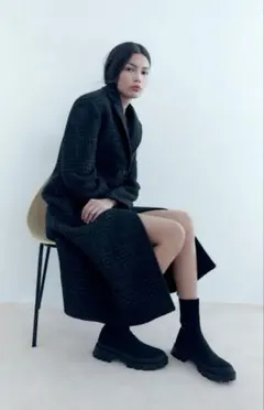 ZARA トラックソールファブリック　ショートブーツ　38 24.5