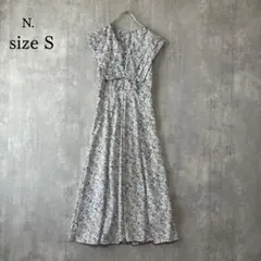 エヌナチュラルビューティーベーシック スクエアビッグカラーワンピース 花柄 S