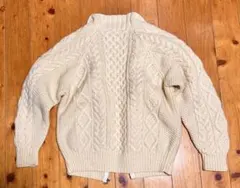 【値下げ】スコットランド製 フィッシャーマンズニット 100%ウール フルジップ